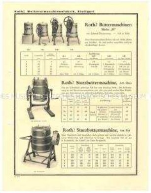 Buttermaschinen Marke H und Butterkneter Marke 0, 1, und 2