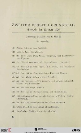 Zweiter Versteigerungstag (Nr. 540-823)