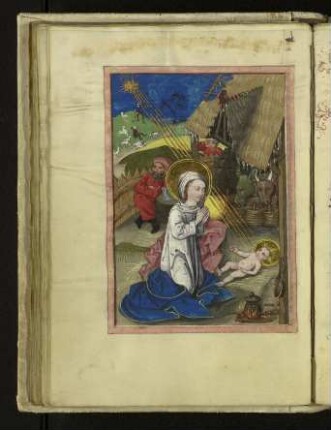 Miniatur: Anbetung des Kindes durch Maria
