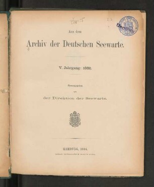 5.1882: Jahresbericht über die Tätigkeit der Deutschen Seewarte