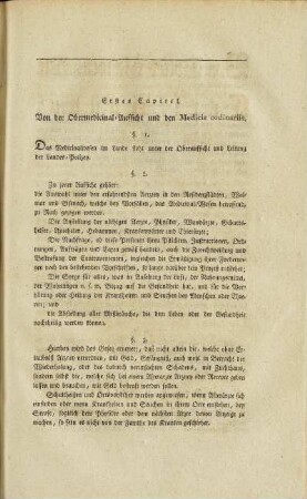 Erstes Capitel. Von der Obermedicinal-Auffsich und den Medicis ordinariis.