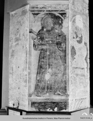Pfeilerfresken: Madonna mit Kind, die Heiligen Rochus und Erasmus : Franziskus