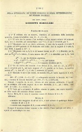 Sulla divisibilitá dei numeri periodici e sulla determinazione dei periodi decimali.