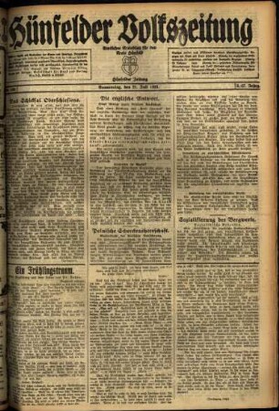 Ausgabe vom Donnerstag, den 21. Juli 1921.