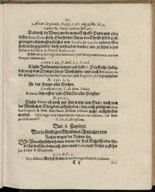 Das 8. Capittel. Wer in streitigen Glaubens-Articulen von Rechts wegen der Richter sey.