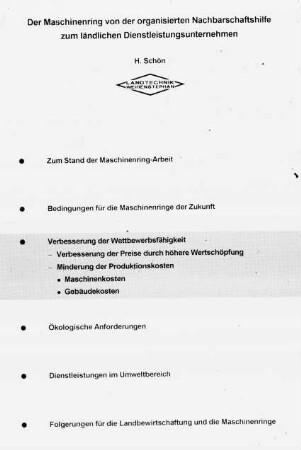 Der Maschinenring von der organisierten Nachbarschaftshilfe zum ländlichen Dienstleistungsunternehmen