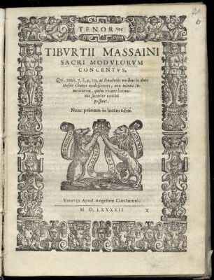 Tiburtio Massaino: Sacri modulorum concentus ...