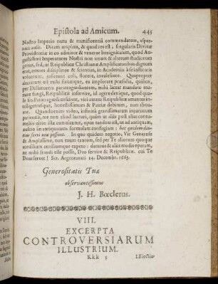 VIII. Excerpta Controversiarum Illustrium
