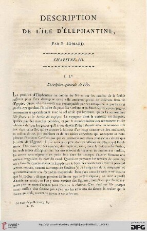 Description de l’Ile d’Elephantine: Chapitre III