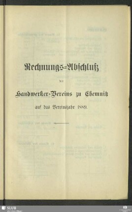 Rechnungs-Abschluß des Handwerkervereins zu Chemnitz auf das Vereinsjahr 1889