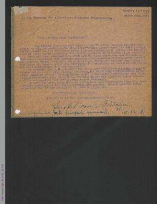 Brief von Gustel von Blücher an Dorothee von Velsen