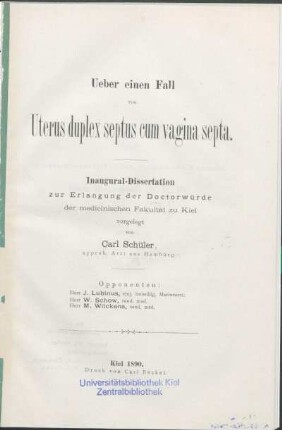 Ueber einen Fall von Uterus duplex septus cum vagina septa