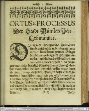 Ortus & Processus Der Stadt Münsterischen Erbmänner
