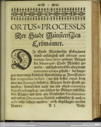 Ortus & Processus Der Stadt Münsterischen Erbmänner