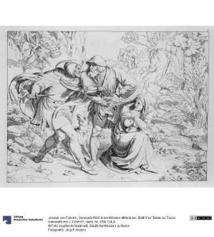 Genovefa flößt ihren Mördern Mitleid ein. Blatt 9 zu "Bilder zu Tiecks Genovefa von J. Führich"