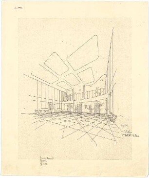 Döllgast, Hans; München; Neues Rathaus - Saal (Innenraumperspektive)