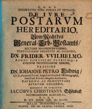 Diss. ... de iure postarum hereditario