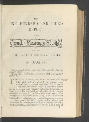 The one hundred and third report of the London Missionary Society being the third report of the second century.1898