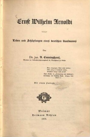 Ernst Wilhelm Arnoldi : Leben und Schöpfungen eines deutschen Kaufmanns
