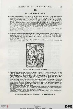 III. Holzschnittbücher und seltene Drucke, 16. Jahrhundert (Nr. 87-229)