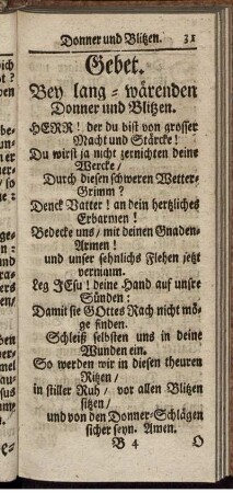 Gebet. Bey lang-wärenden Donner und Blitzen.