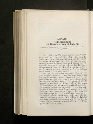 XXXVIII. Gedächtnisrede auf Hermann von Helmholtz.