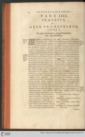 Caput I: De origine, & antiquitate, situque Prænestinæ urbis, vulgò Palestrina