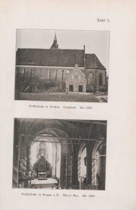 Tafel 2. Klosterkirche in Verchen. Langhaus. Um 1270. Klosterkirche in Bergen a. R. Älterer Bau. Um 1250.