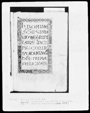 Laacher Sakramentar — Incipitseite, Folio 11 recto