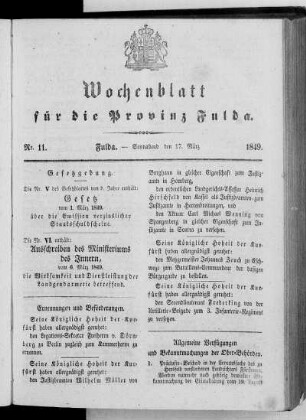 Nr. 11, Ausgabe vom 17. März 1849