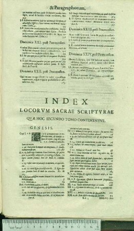 Index Locorvm Sacrae Scriptvrae Qvæ Hoc Secvndo Tomo Continentvr.