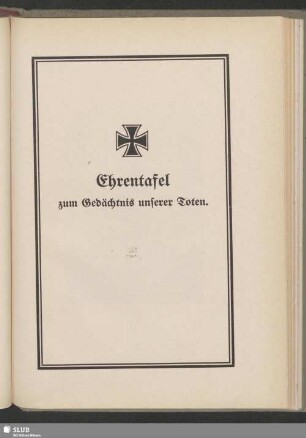 Ehrentafel zum Gedächtnis unserer Toten