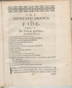 Caput I. De Fide in genere.