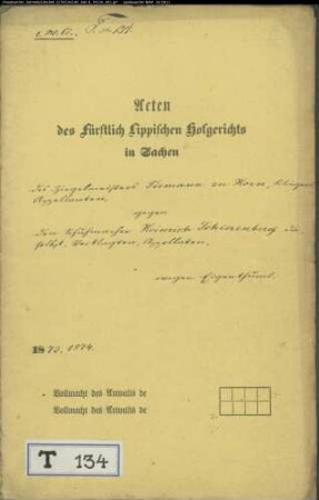 Tiemann in Horn gegen Schuhmacher Heinrich Schierenberg in Horn - Eigentum