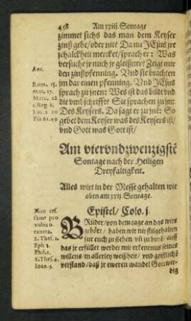 Am vierundzwenzigsten Sontage nach der Heiligen Dreyfaltigkeit.