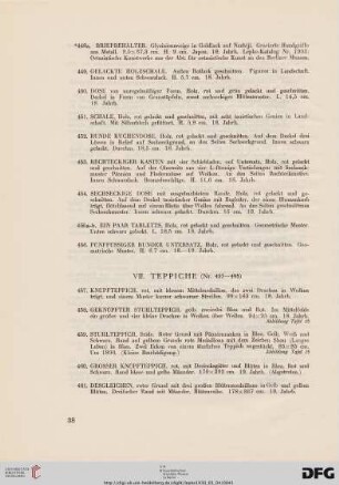 VII. Teppiche (Nr. 457-495)