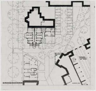Städtebaulicher Ideenwettbewerb Fasanenstraße (nicht realisiert) – Fasanenstraße 76-77: Grundriss EG. Berlin-Wilmersdorf, Fasanenstraße 76-77, 81, 84-85, Kanstraße 155-157, Lietzenburger Straße 67-71