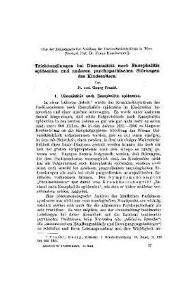 Triebhandlungen bei Dissozialität nach Encephalitis epidemica und anderen psychopathischen Störungen des Kindesalters