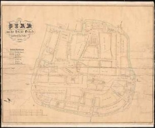 Siedlung für Kriegsverletzte, Neiße: Karte der Stadt Neiße von 1843 als Planungsunterlage 1:2000