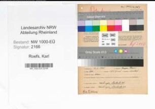Entnazifizierung Karl Roefs, geb. 15.01.1905 (Feuerwehrmann)