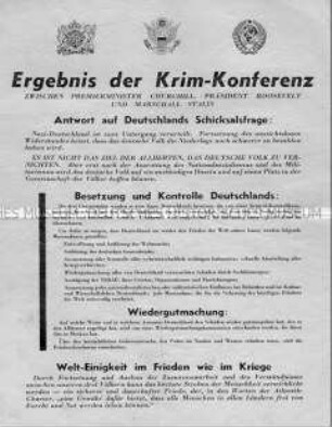 Abwurf-Flugblatt der Alliierten mit Kriegsnachrichten und Erläuterungen zu den Ergebnissen der Krim-Konferenz