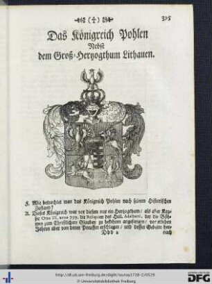 Das Königreich Pohlen Nebst dem Groß-Hertzogthum Lithauen.