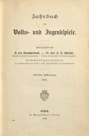 Jahrbuch für Volks- und Jugendspiele. 5. 1896