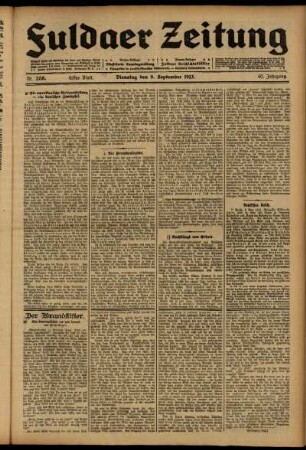Erste Ausgabe vom Dienstag, den 09. September 1913.