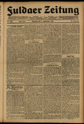 Erste Ausgabe vom Dienstag, den 09. September 1913.