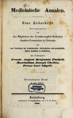 Medicinische Annalen. 13. 1847