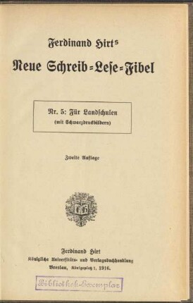 Ferdinand Hirts neue Schreib-Lese-Fibel