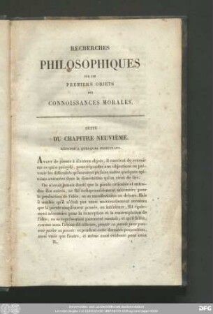 Suite Du Chapitre Neuvième. Réponse A Quelques Objections.