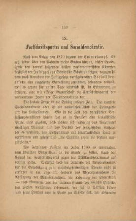 IX. Fortschrittspartei und Socialdemokratie