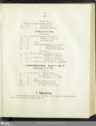 I. Schulanfang